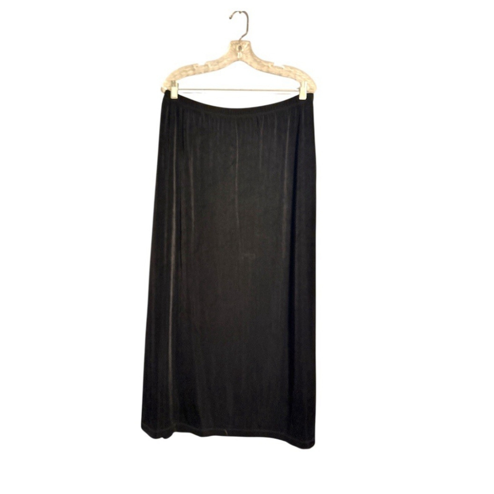 Citiknits Y2k Womens Slinky Maxi Skirt Sz S Black L Elastic Waist Stretch USA